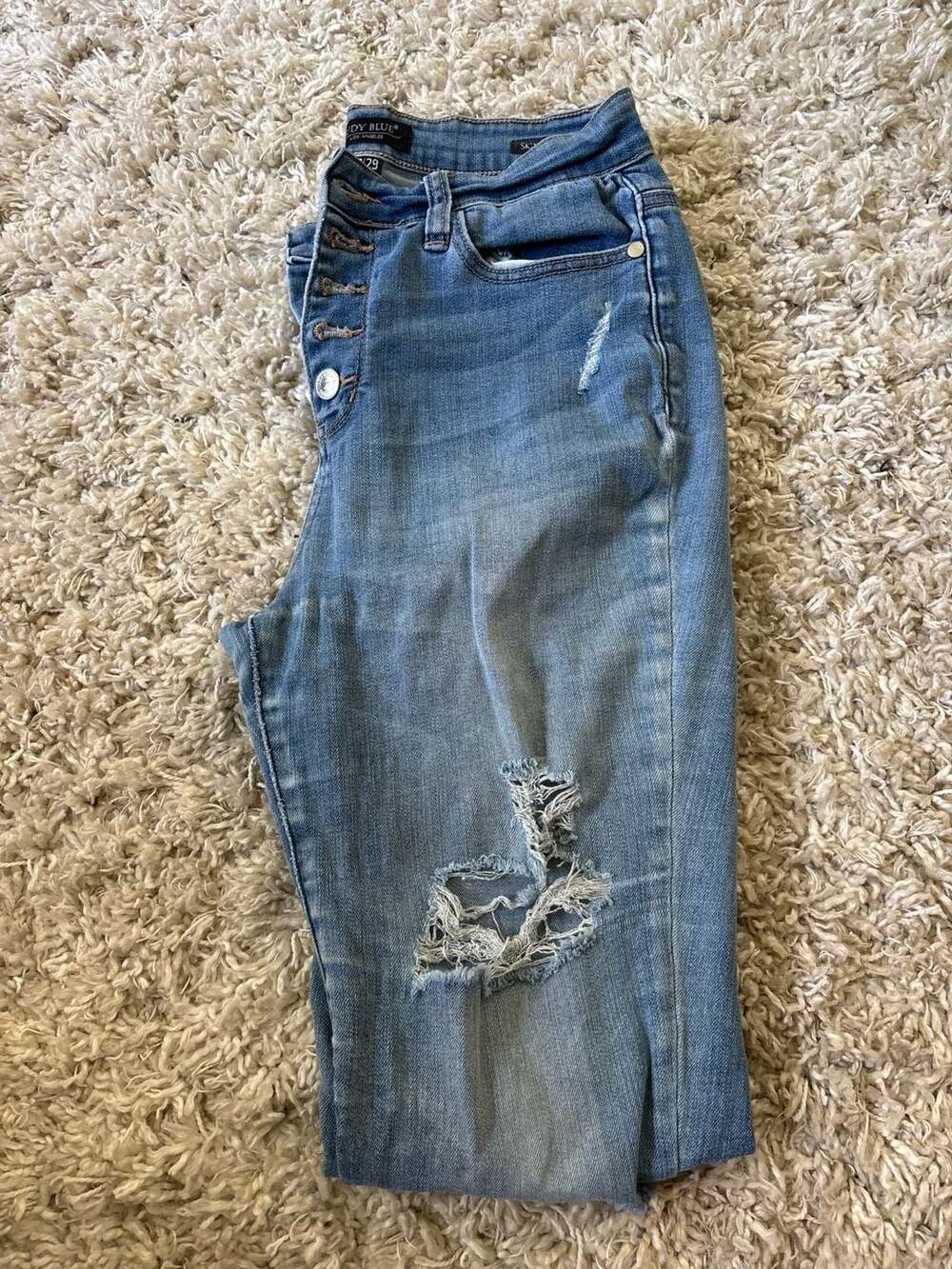 Judy Blue Button Fly Distressed Skinny Jeans Size 9/29(0039)